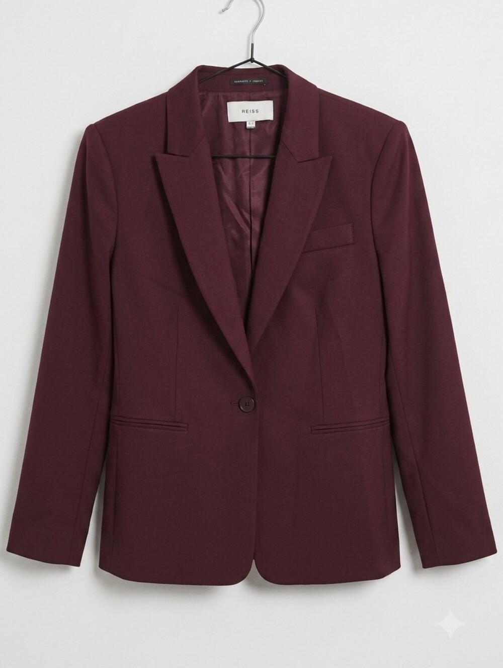 Reiss Women's Wool Blend Burgundy Single-Button Tailored Blazer